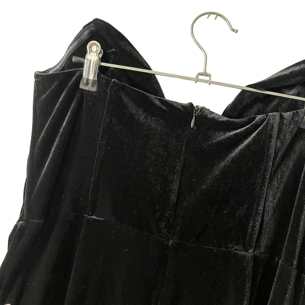 Lulus XL My Dream Come True Velvet Strapless Maxi Dress Black Slit Long - Picture 12 of 13